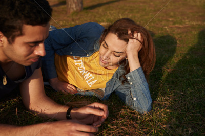 Young couple enjoying the outdoors on a sunny day