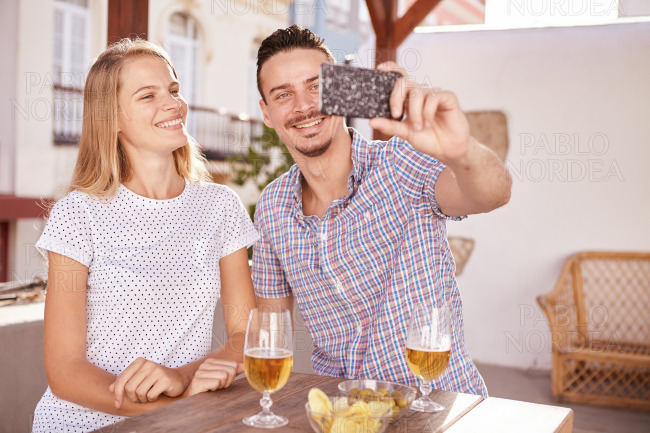 Beautiful couple posing for a selfie